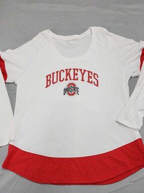 Ohio State Buckeyes Womens 3XL Long Sleeve Graphic T-Shirt Color Block